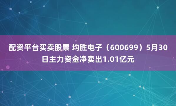 配资平台买卖股票 均胜电子（600699）5月30日主力资金净卖出1.01亿元