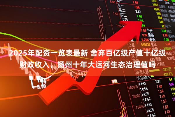2025年配资一览表最新 舍弃百亿级产值十亿级财政收入，扬州十年大运河生态治理值吗